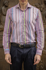 Bold Multi Striped Multi Color Poplin Shirt Handmade