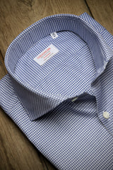 Navy Houndstooth Twill Shirt