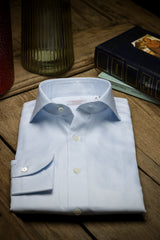 Light Blue Houndstooth Twill Shirt