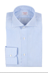 Camicia Righe Larghe Popeline Blue Fatta a Mano