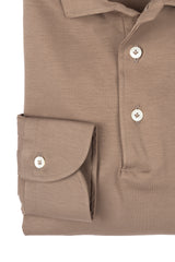 Taupe Long Sleeve Interlock Polo