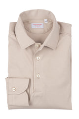 Champagne Long Sleeve Interlock Polo