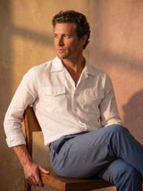Italian Linen Shirt — Double Round Pocket — White