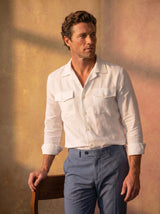 Italian Linen Shirt — Double Round Pocket — White