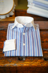 White Collar Striped Popeline Shirt