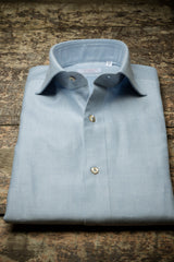 Camicia Tinta Unita Panama Celeste Fatta a Mano