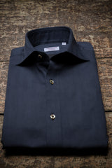 Navy Herringbone Flannel Shirt — Cotton and Tencel | Cordone1956