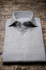 Pearl Grey Herringbone Flannel Shirt — Cotton and Tencel | Cordone1956