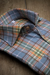 Courchevel — Blue and Orange Check Thomas Mason Flannel Shirt | Cordone1956