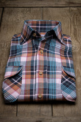 St. Moritz — Pink and Teal Check Thomas Mason Flannel Shirt | Cordone1956