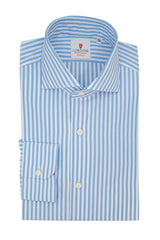 Camicia Righe Popeline Celeste