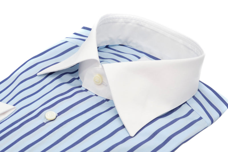 Cam Stripes Azure and Blue - Italian Cotton - Handmade in Italy