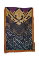 Abstract Design Brown & Yellow wool&Cashmere