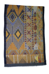 Abstract Rhombus Design Gold wool&Cashmere