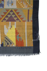 Abstract Rhombus Design Gold wool&Cashmere