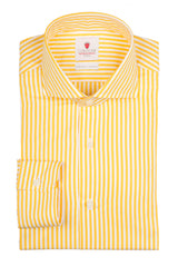 Striped Popeline Shirt Yellow Handmade