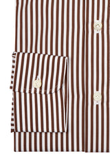 Striped Popeline Shirt Brown Handmade