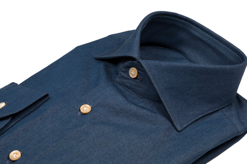 Denim Blue Shirt- Italian Cotton - Handmade in Italy