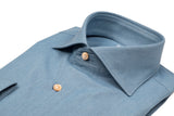 Denim Azure Shirt- Italian Cotton - Handmade in Italy
