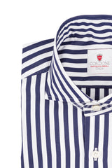 Bold Striped Popeline Shirt Blue Handmade