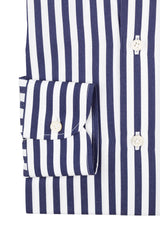 Bold Striped Popeline Shirt Blue Handmade
