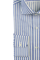 Blue and White Striped Oxford -Italian Cotton - Handmade in Italy