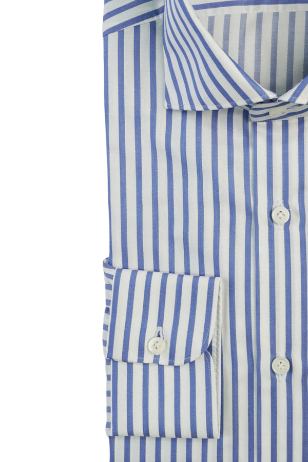 Blue and White Striped Oxford -Italian Cotton - Handmade in Italy