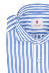 Bold Striped Popeline Shirt Azure Handmade