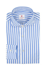 Bold Striped Popeline Shirt Azure Handmade