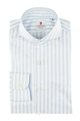 Bold Striped Twill Shirt Azure