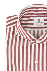 Bold Striped Twill Shirt Bordeaux