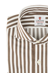 Bold Striped Twill Shirt Brown
