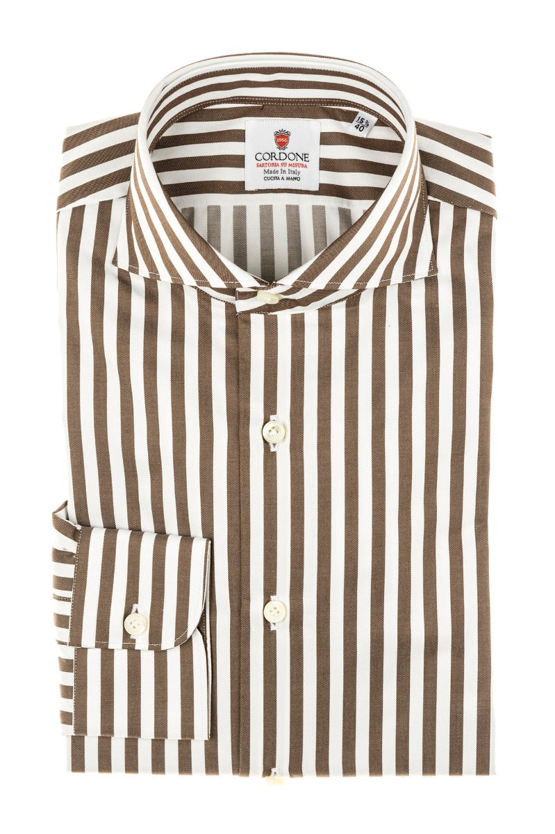 Bold Striped Twill Shirt Brown Bold Striped Twill Shirt Brown