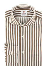 Bold Striped Twill Shirt Brown