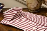 Zaffiro Big Stripes Bordeaux and White - Italian Cotton - Handmade in Italy