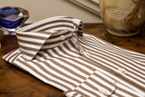 Zaffiro Big Stripes Brown and White  - Italian Cotton - Handmade in Italy