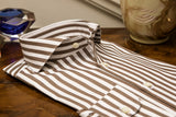 Bold Striped Twill Shirt Brown
