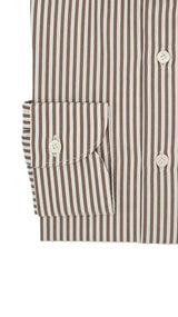 Camicia in twill a righe marrone
