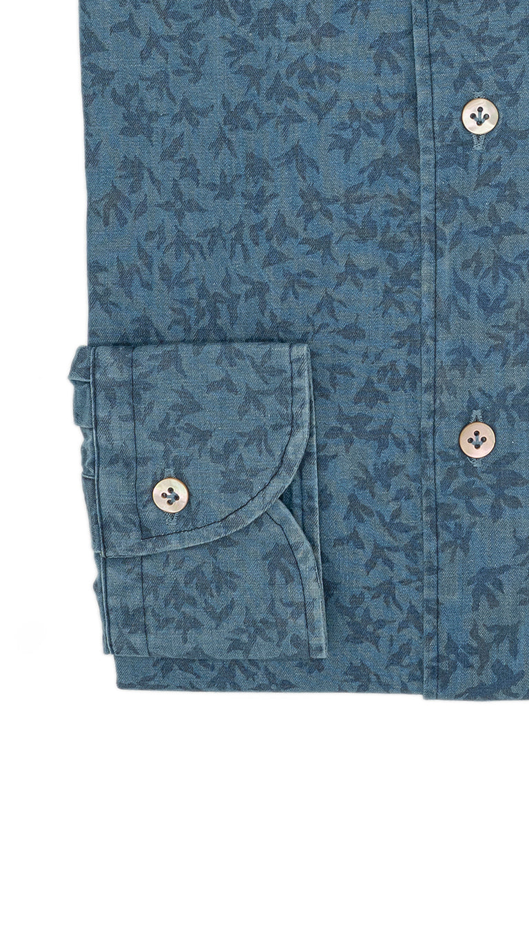Damask Light Blue Denim Shirt