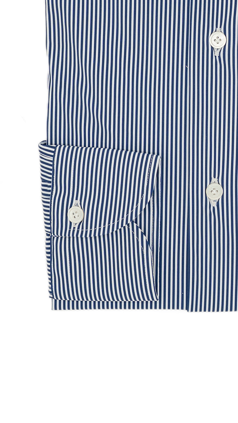 Striped Blue No Iron Techincal Fabrics Shirt