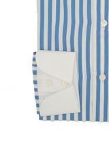 Camicia Popeline con colletto bianco a righe azzurre