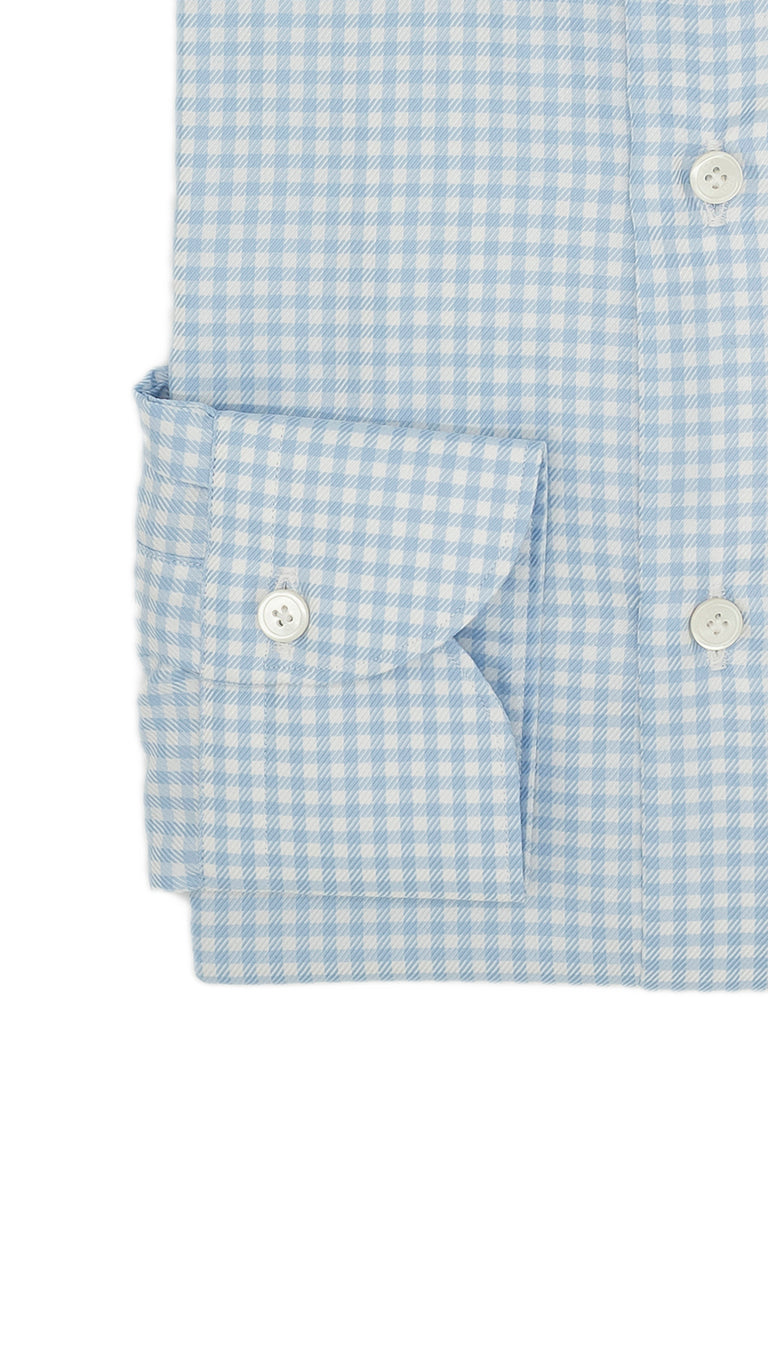 Easy Iron Check Twill Shirt Azure