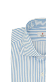 Camicia in twill a righe azzurre