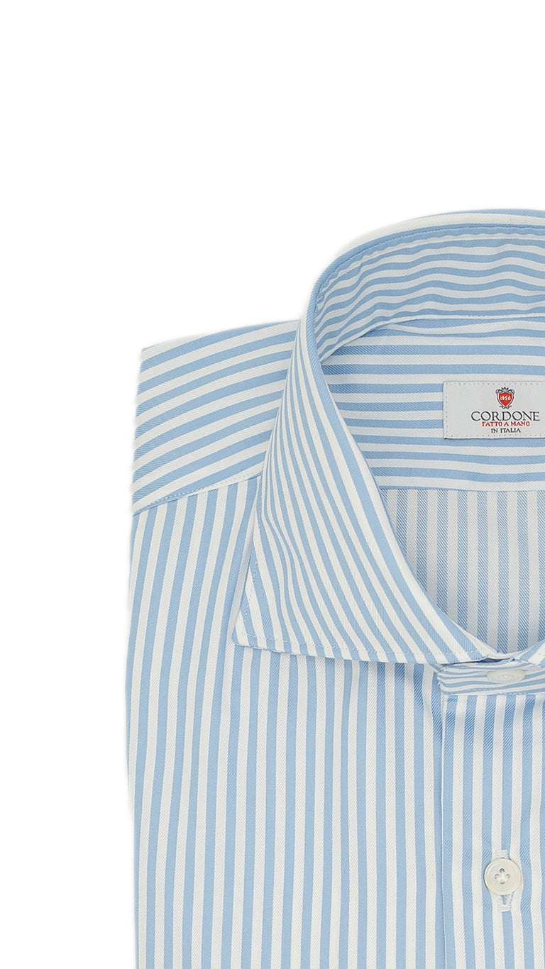 Camicia in twill a righe azzurre