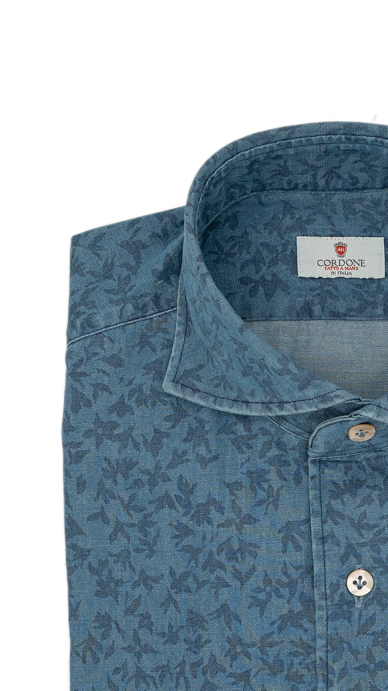 Damask Light Blue Denim Shirt