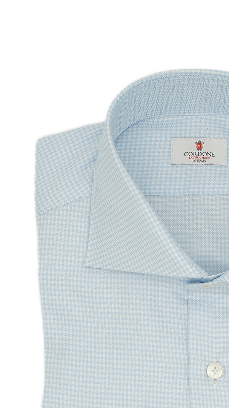 Camicia Pied-De-Poule azzurra in twill Facile Stiro