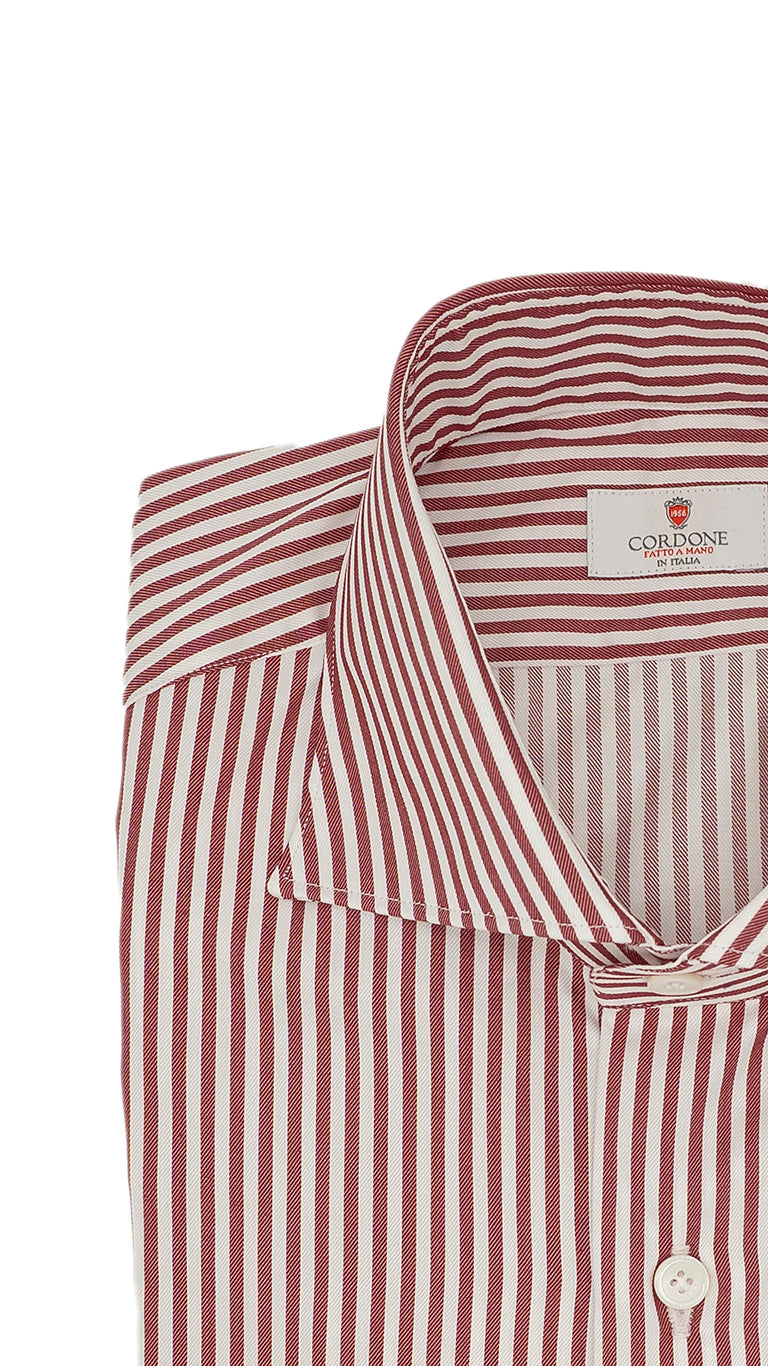 Camicia in twill a righe rosse