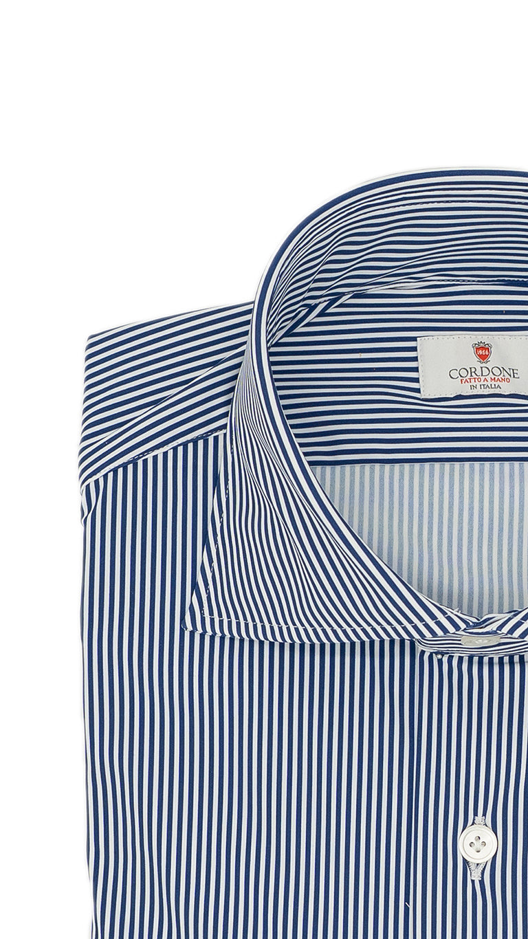 Striped Blue No Iron Techincal Fabrics Shirt