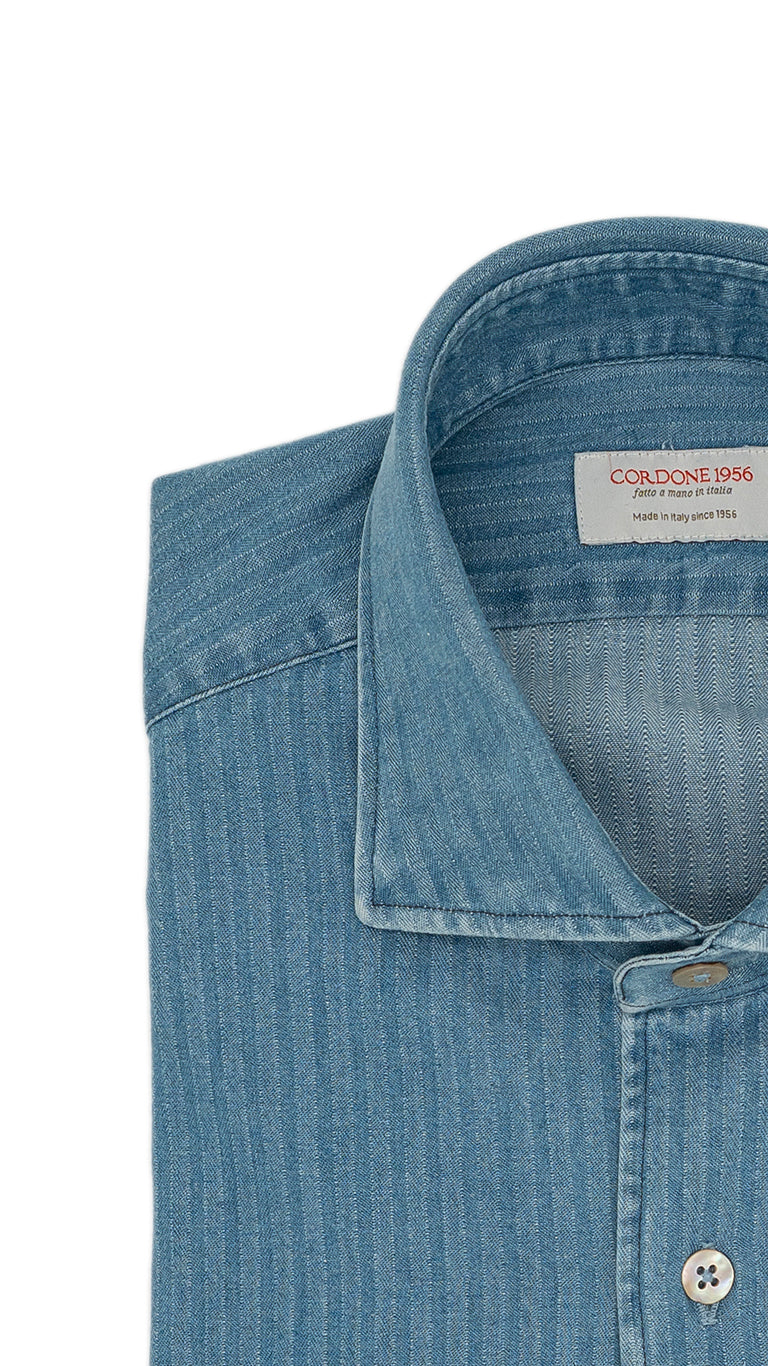 Embossed Denim Light Blue Shirt