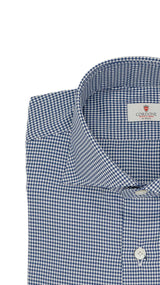 Easy Iron Pied-De-Poule Twill Shirt Blue
